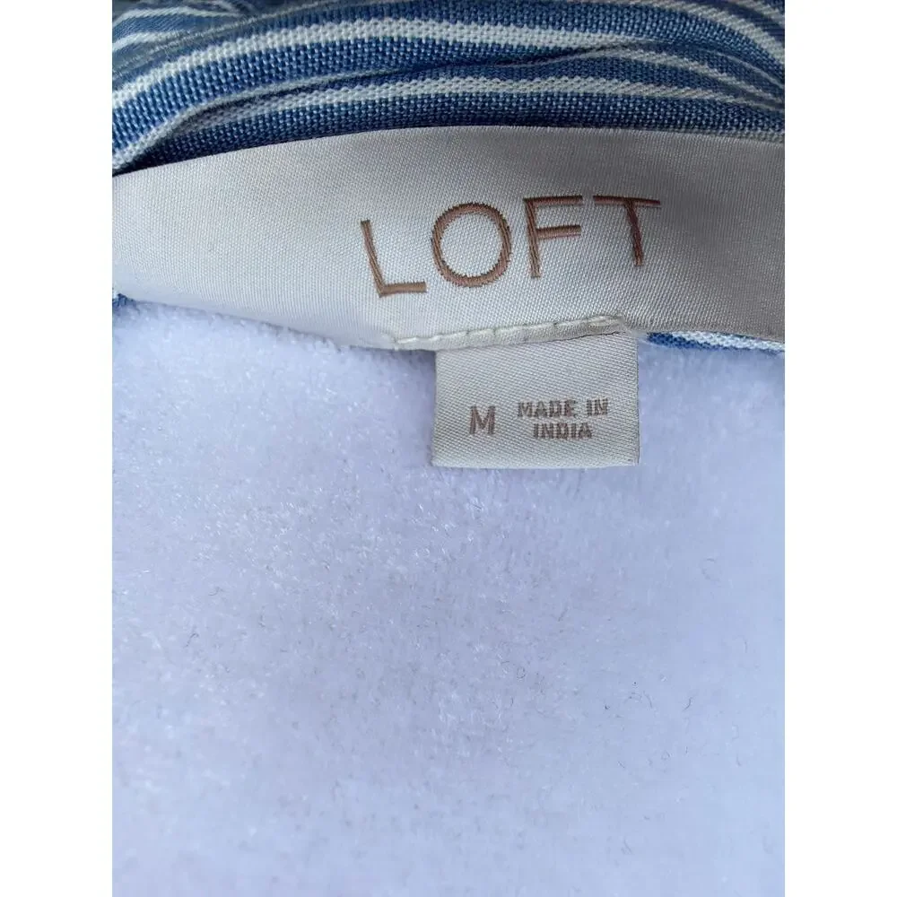 Ann Taylor Loft Blue Striped Button Down Size Medium - Picture 6 of 7